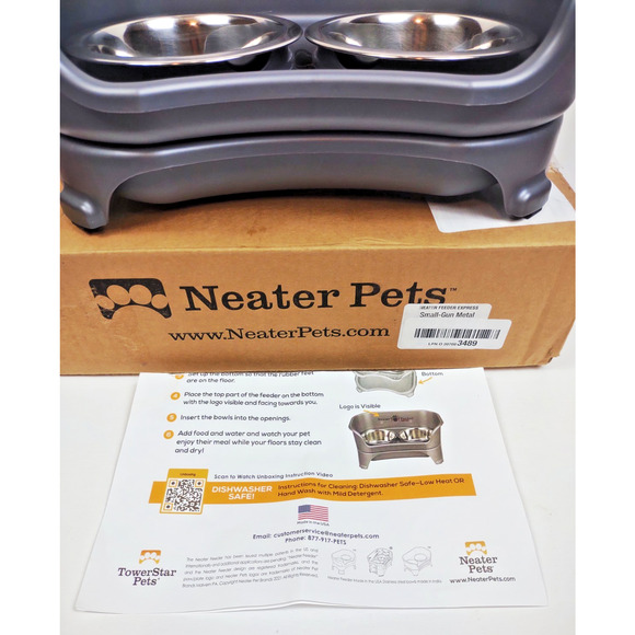 Neater Feeder - Express Model - Mess-Proof Dog Bowls Feed Station Small Grey - Picture 10 of 11